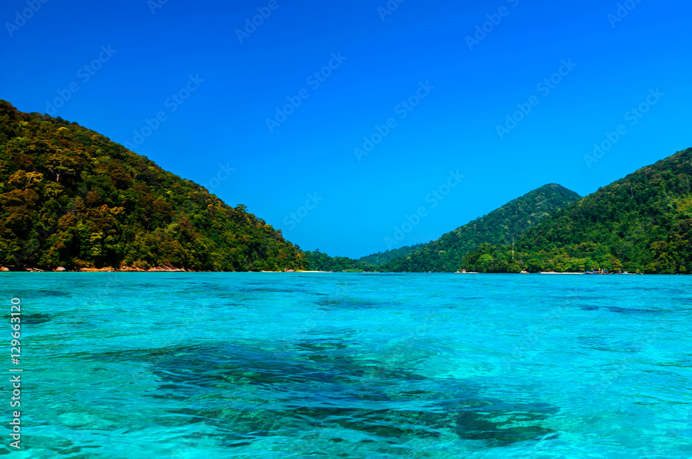 Beautiful sea water surface at Surin Island, Thailand