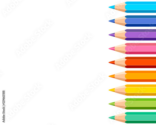 White background with colored pencils
