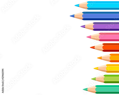 White background with colored pencils
