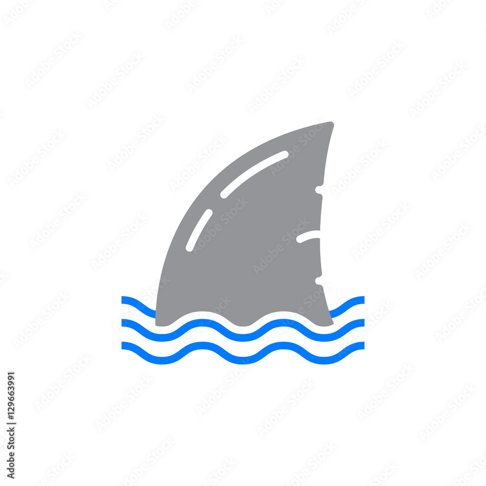 Naklejka premium Shark fin icon vector, filled flat sign, solid colorful pictogram isolated on white. Symbol, logo illustration