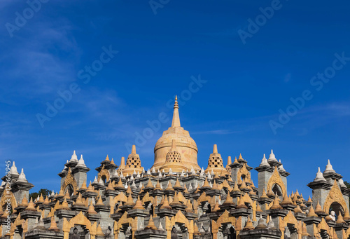 Sandstone pagoda on blue sky in wat  Pa Kung temple at Roi Et of Thailand