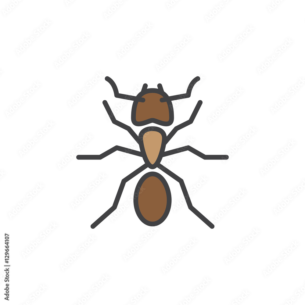 Ant line icon, filled outline vector sign, linear colorful pictogram isolated on white. Symbol, logo illustration Ant line icon, filled outline vector sign, linear colorful pictogram isolated on white. Symbol, logo illustration