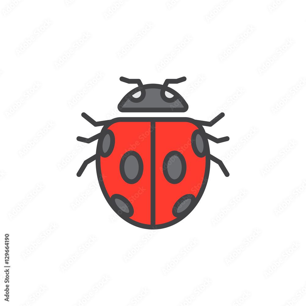 Insect, ladybird beetle line icon, filled outline vector sign, linear colorful pictogram isolated on white. Symbol, logo illustration Insect, ladybird beetle line icon, filled outline vector sign, linear colorful pictogram isolated on white. Symbol, logo illustration