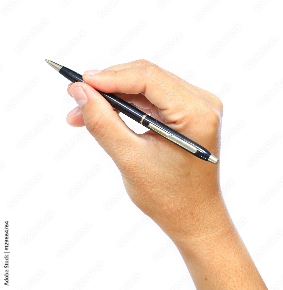 The Hand with pen on the white background. isolated Hand with pen write The Hand with pen on the white background. isolated Hand with pen write