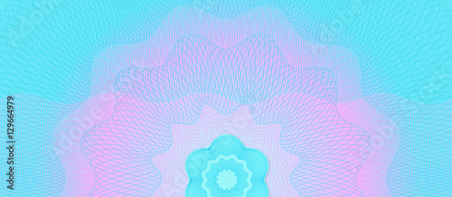 Guilloche cyan-magenta, Querformat, traditionelles Gravur Wasser
