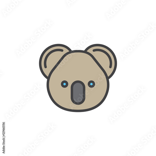 Koala head line icon, filled outline vector sign, linear colorful pictogram isolated on white. Symbol, logo illustration © alekseyvanin