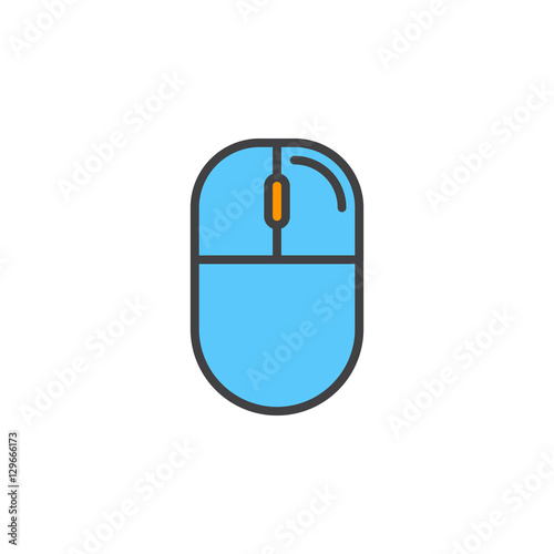computer mouse right click line icon, filled outline vector sign, linear colorful pictogram isolated on white. Symbol, logo illustration
