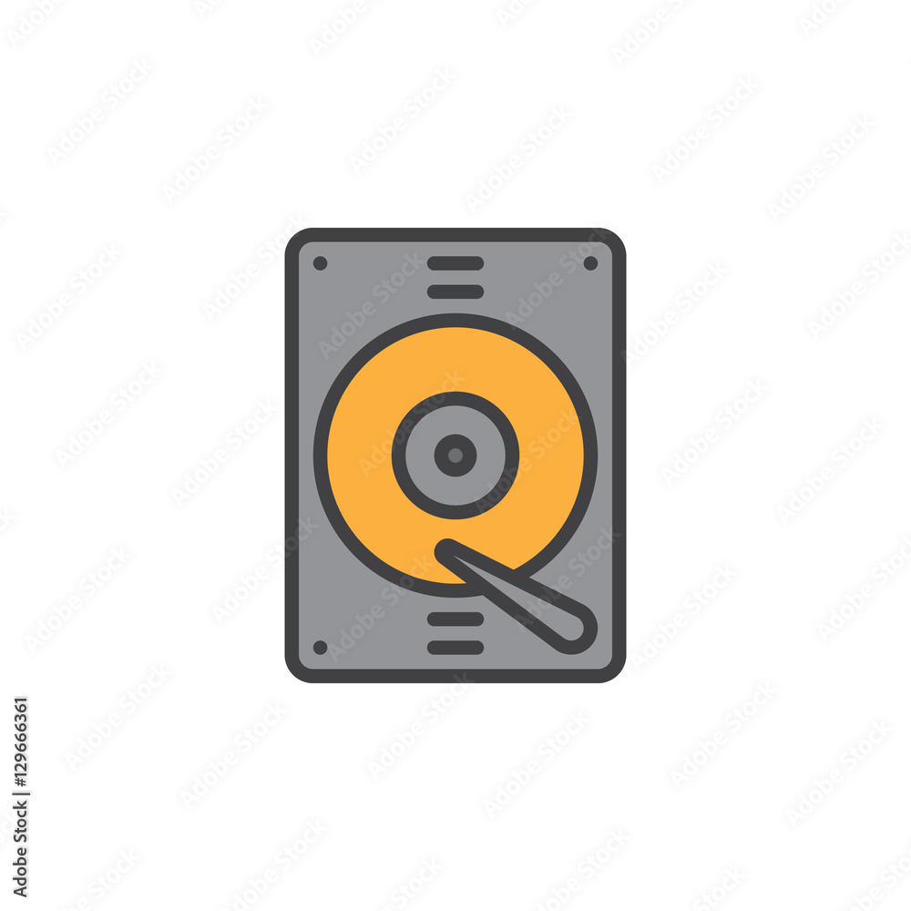 Hard drive line icon, filled outline vector sign, linear colorful pictogram isolated on white. Symbol, logo illustration Hard drive line icon, filled outline vector sign, linear colorful pictogram isolated on white. Symbol, logo illustration