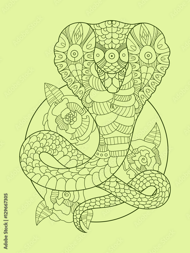 Cobra snake color drawing vector Stock Vector | Adobe Stock