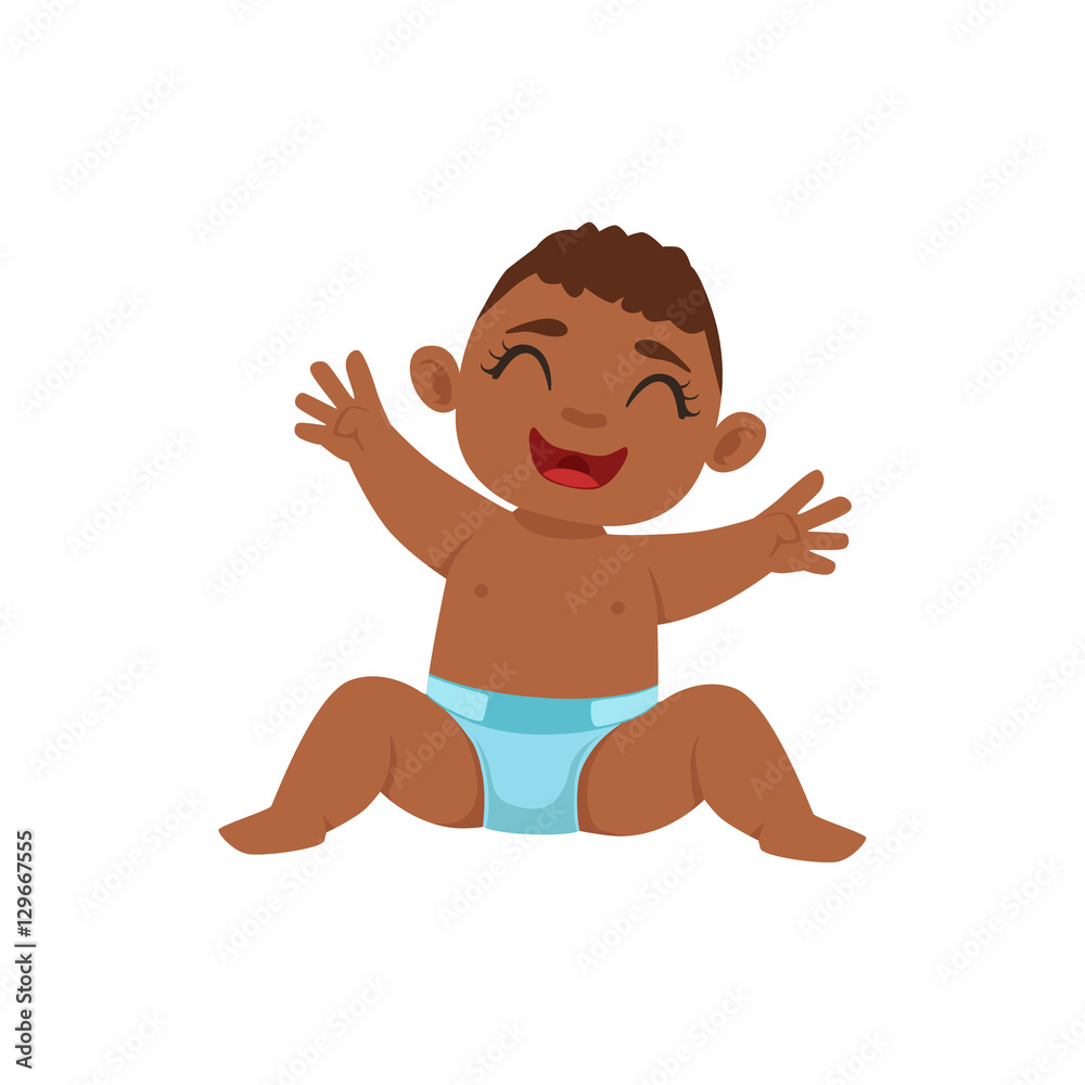 Happy Black Boy Infant In Diaper Sitting Part Of Growing Stages With Kids In Different Age Vector Set Happy Black Boy Infant In Diaper Sitting Part Of Growing Stages With Kids In Different Age Vector Set