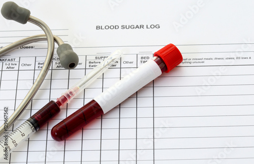 Syringe and plastic test tube blood for screening test