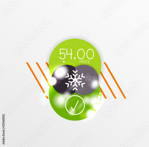 Round Christmas sale stickers with winter holiday elements photo