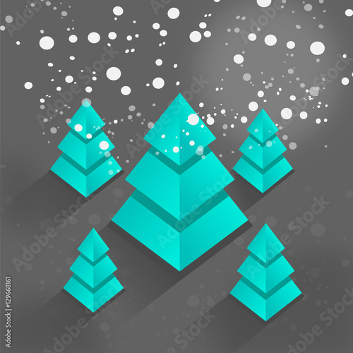 New Year greetings Christmas tree forest snow