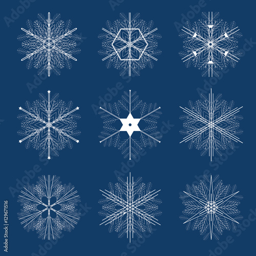 Collection of geometric snowflakes