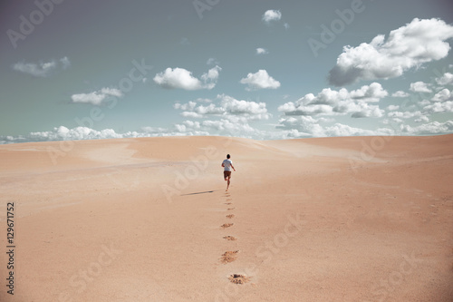 Man running through the desert