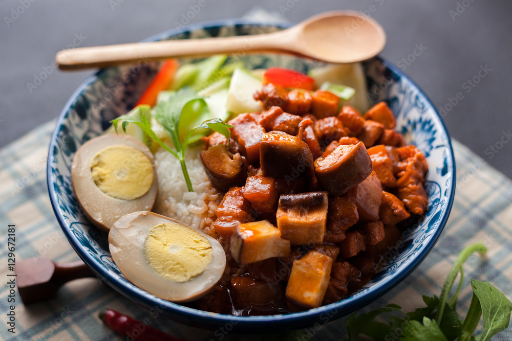 Steamed Rice with Red-Cooked Pork Steamed Rice with Red-Cooked Pork