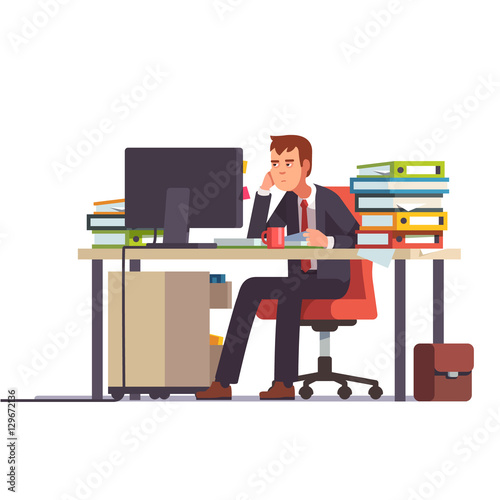 Overworked and tired accountant. Business stress.