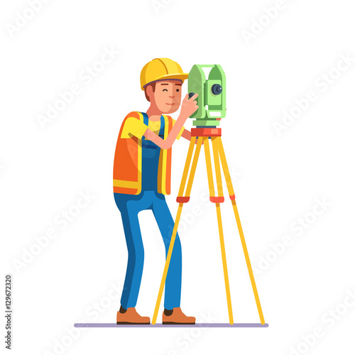 Land survey and civil engineer working