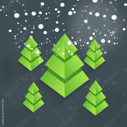 Postcard snowy forest isometrics