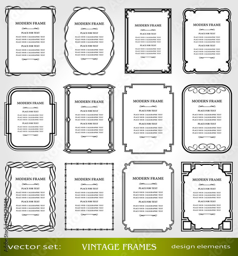 Vector Vintage frames and borders set, Victorian book covers 