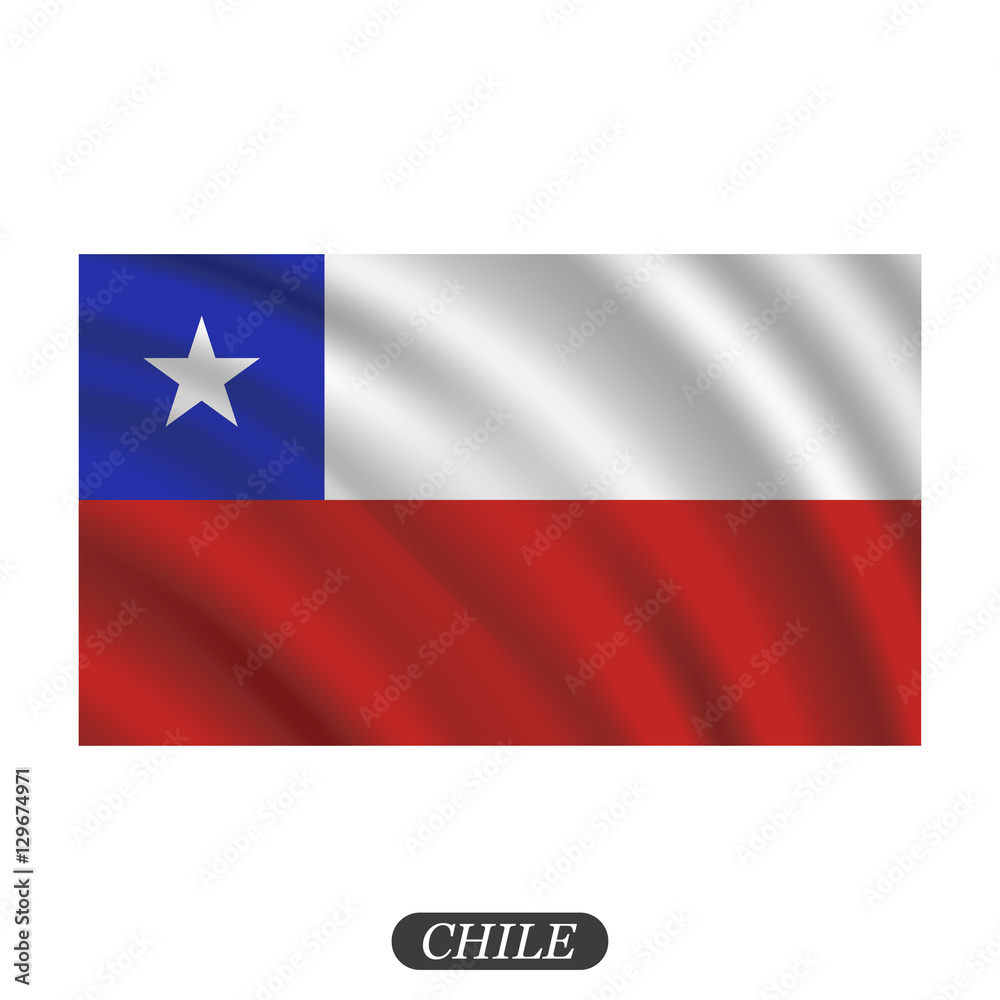 Waving Chile flag on a white background. Vector illustration Waving Chile flag on a white background. Vector illustration