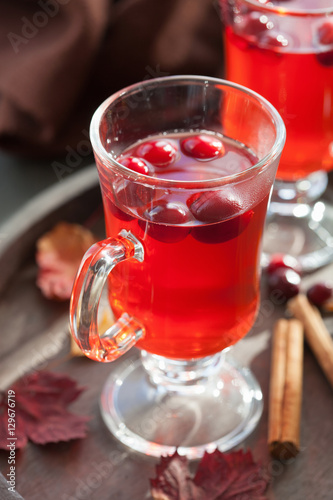 hot cranberry tea with cinnamon warming drink