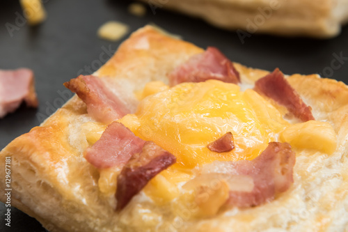 Fresh baked ham cheese and egg breakfast mini pies