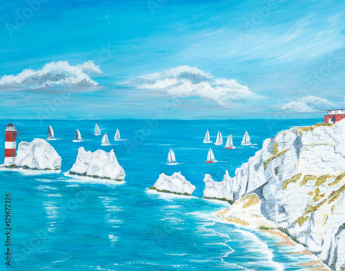 Fotografie Painting of The Needles on the  Isle of Wight