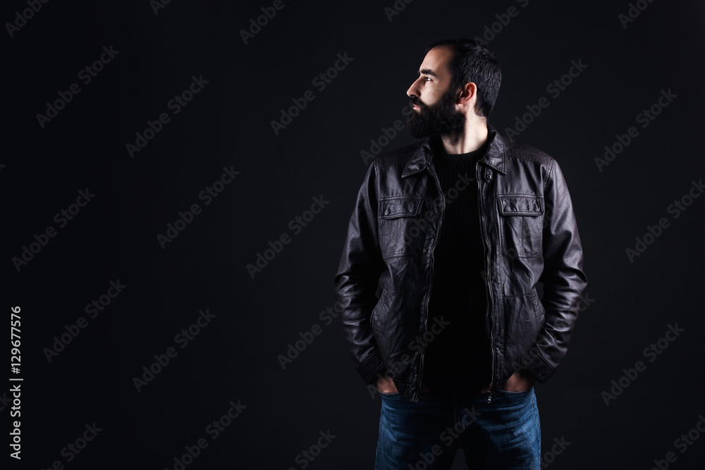 Handsome man in leather jacket. Handsome man in leather jacket.