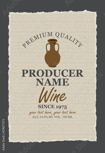 vector wine labels with a clay jug
