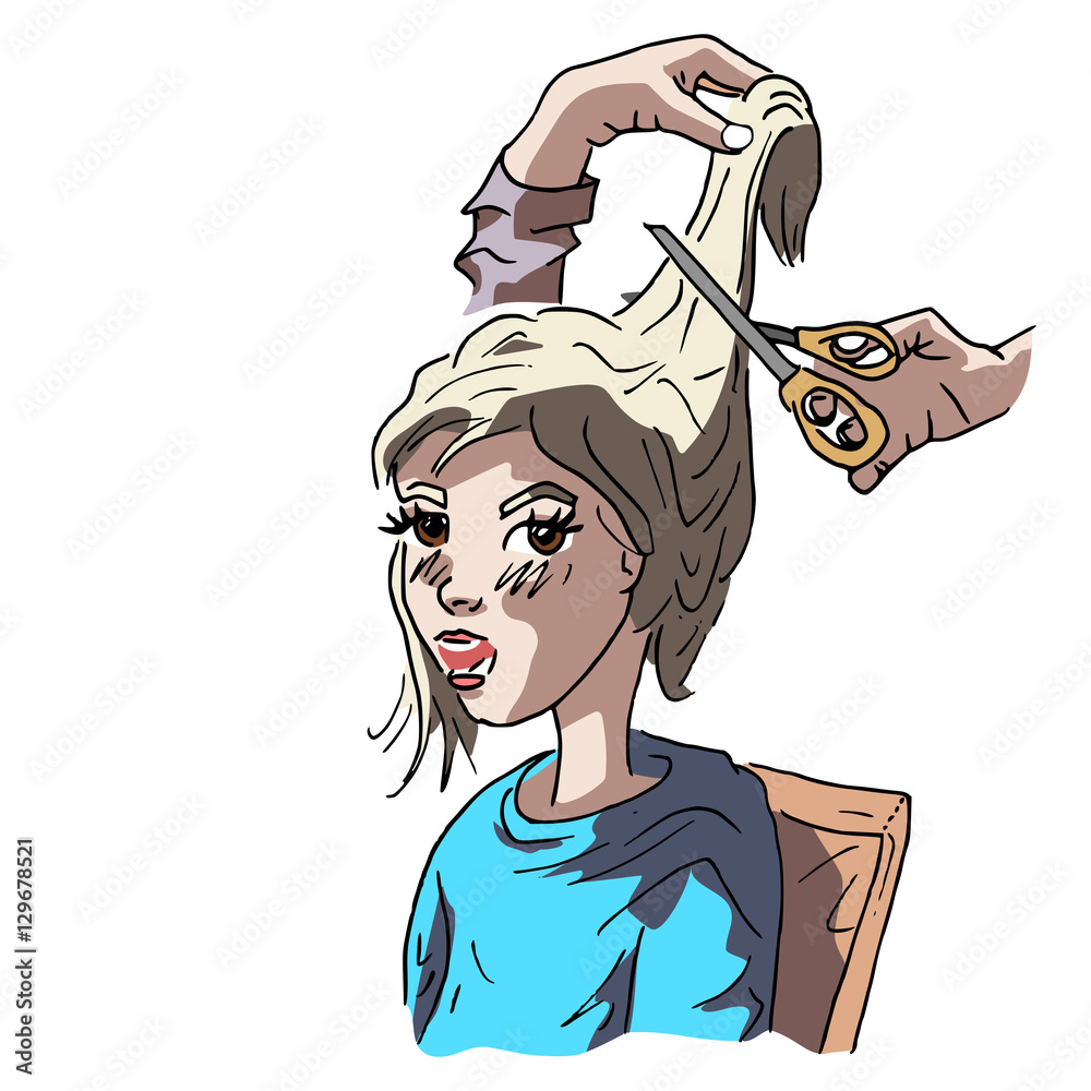 Meisje zit bij de kapper