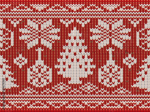 Happiness Merry Christmas seamless knitted background, vector illustration