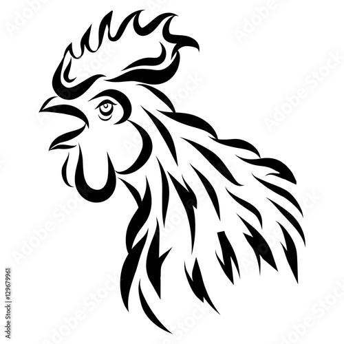 Wallpaper Mural Vector illustration with black rooster head isolated on white. Torontodigital.ca