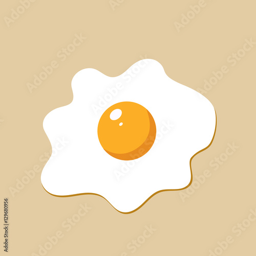 Fried egg closeup. Scrambled egg. Egg breakfast. Fried egg in cartoon style.