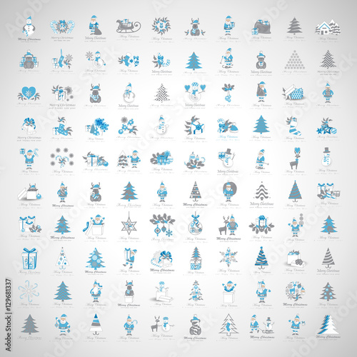 Christmas Icons Set -Isolated On Gray Background.Vector Illustration,Graphic Design.For Web,Websites,App,Print,Presentation Templates,Mobile Applications And Promotional Materials, Hand Drawn