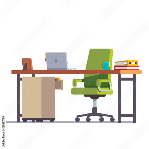 Home or office desk with casters chair