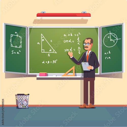 Mid age teacher  giving a trigonometry lecture