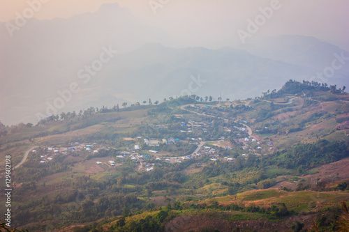 winding road and village