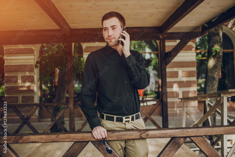 guy walking around the city