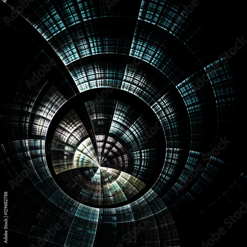 Dark blue fractal clock  digital artwork for creative graphic design