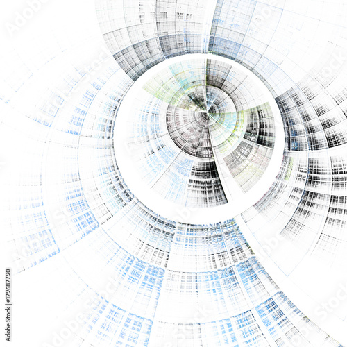 Light blue fractal clockwork  digital artwork for creative graphic design