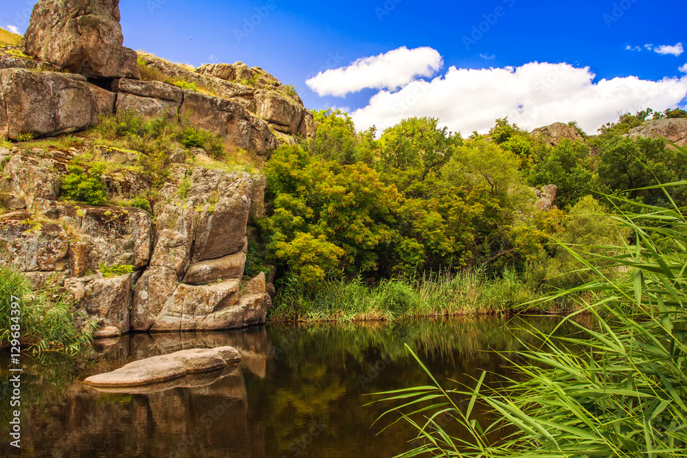 Peter and Paul canyon, Aktovo, Ukraine, rocks, water and sky