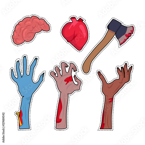 Zombie Hands Sticking out from the Ground Vector