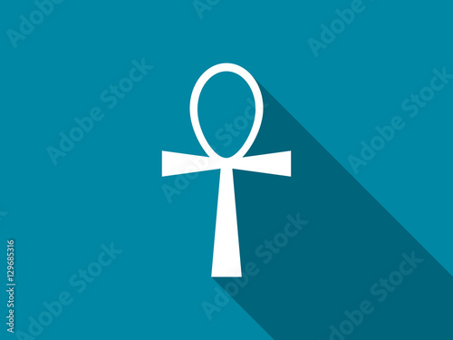 Ankh with a long shadow. Vector illustration.