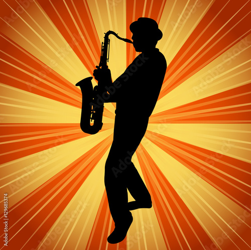 Obraz na plátně sax musician silhouette on the vintage background