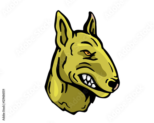 Angry Dog Breed Character Logo - Green Bull Terrier