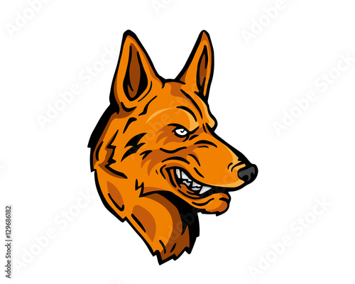 Angry Dog Breed Character Logo - Brown German Shepherd