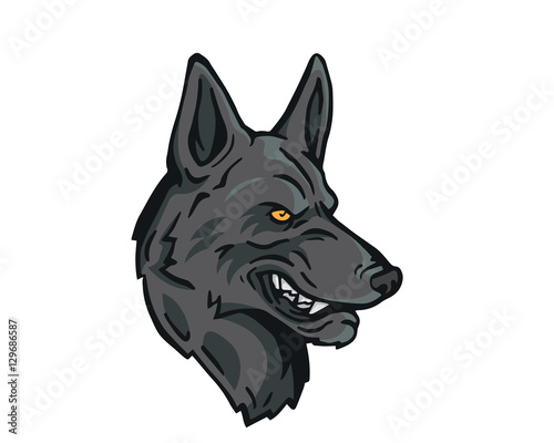 Angry Dog Breed Character Logo - German Shepherd