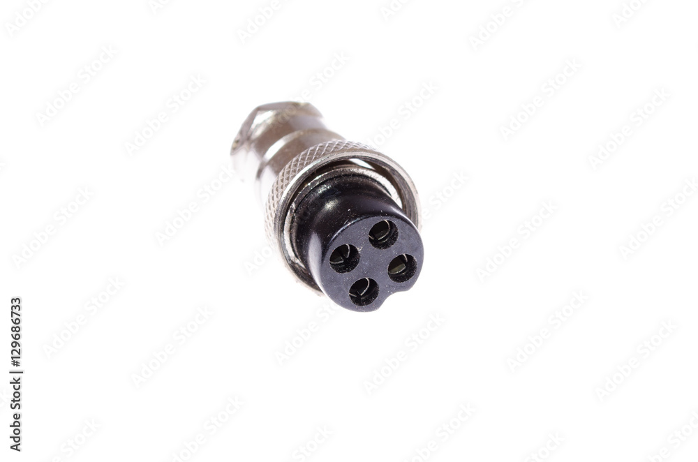 cable connector for the 4-pin metal on a white background cable connector for the 4-pin metal on a white background