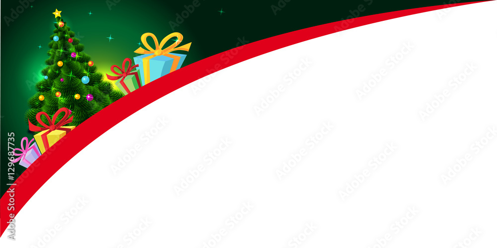 xmas design with xmas tree and gift - vector banner illustration xmas design with xmas tree and gift - vector banner illustration